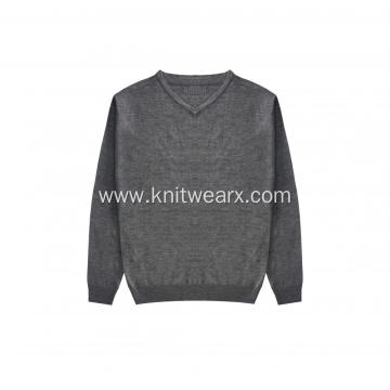 Men's Knitted V-neck Wool Acrylic Pullover